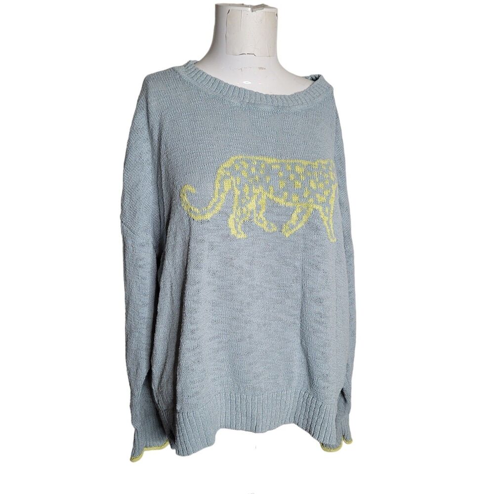 Lou & Grey size XL Knit Sweater women animal stretch ribbed sheer